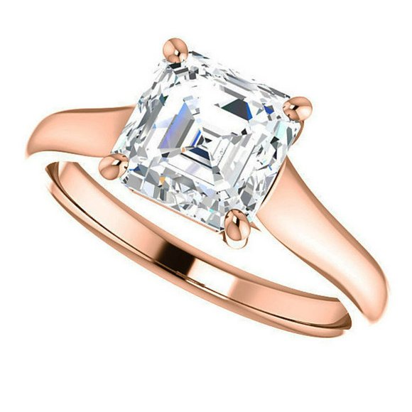 3.0Ct-8.5mm Trellis Solitaire Asscher Cut Moissanite Engagement Ring - Picture 15 of 15